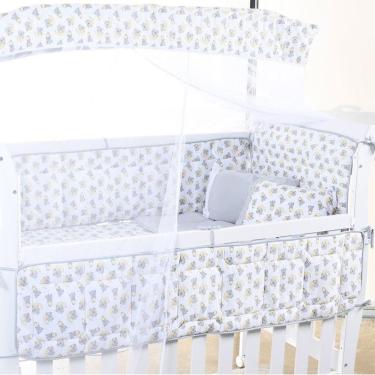 Imagem de Kit Berço Baby 8 Peças Malha 100% Algodão Antialérgico Soninho Cinza