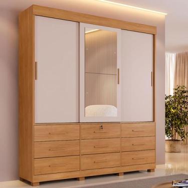 Imagem de Guarda-Roupa Casal Copenhague 3 Portas 9 Gavetas com Espelho Flex Cina