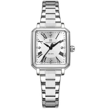 Imagem de Relógio Feminino Mostrador Quadrado Ponto de Luz em Aço Inoxidavel Impermeavel