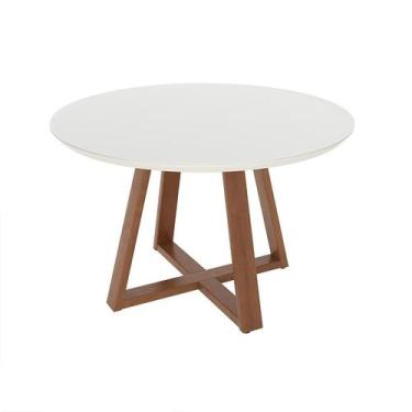 Imagem de Mesa de Jantar Redonda com Tampo de Vidro Off White Bennett Natural 13