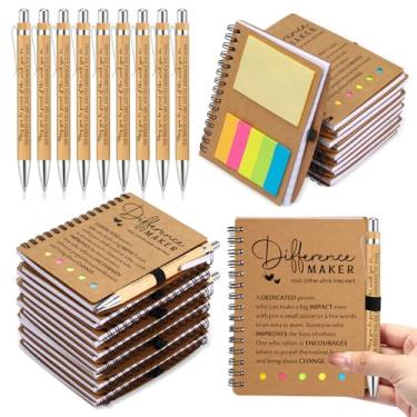 Imagem de Jetec 50 conjuntos de presentes de agradecimento a funcionários presentes em espiral inspiradores a granel com bloco de notas pegajoso e caneta de bambu para equipe voluntária semana Cna equipe