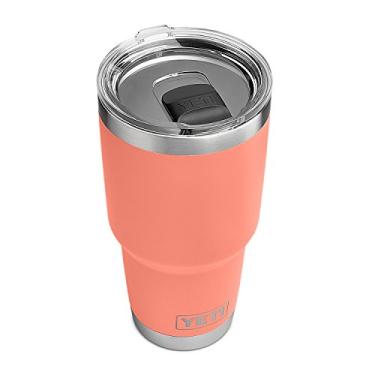 Imagem de YETI Copo isolado a vácuo de aço inoxidável Rambler 850 g com tampa MagSlider, coral