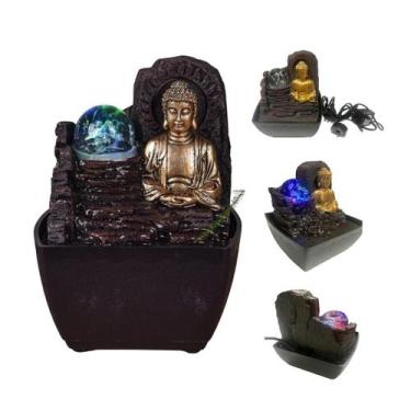 Imagem de Fonte Grande Decortiva Cascata Esfera Vidro Gira Buda C/ Led - FONTEBU