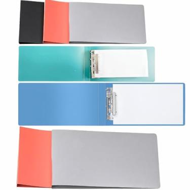 Imagem de Pacote com 7 pastas de plástico A5/A6 para fichários sem perfuração, pasta de arquivo com grampos e clipes fortes, comporta cerca de 150 documentos em papel (3 peças A5 e 4 peças A6)