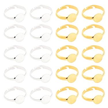 Imagem de PH PandaHall 40 Peças, 2 Cores, Base De Anel Plana Ajustável, Bandejas Metal Redondas Para Dedos, Com Anéis 8 Mm, Moldura Cabochão Kit Fabricação