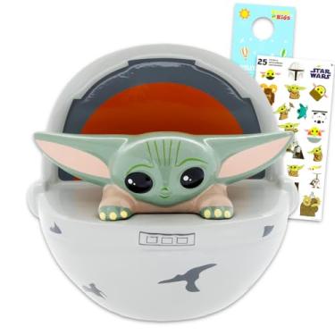 Imagem de Star Wars Baby Yoda Ceramic Piggy Bank - Bundle with 12" Baby Yoda Tall Coin Saving Money Currency Banknote Jar Plus Stickers, More | Disney Money Bank