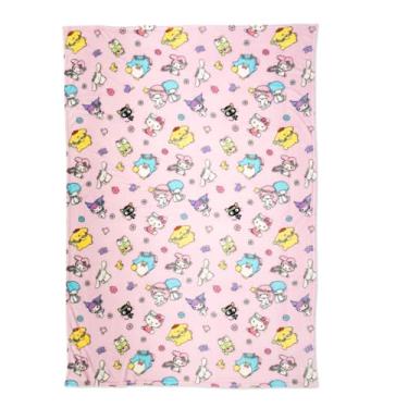 Imagem de Franco Roupa de cama infantil colecionável Hello Kitty & Friends Flower Cobertor super macio, 157,5 cm x 228,6 cm, (Produto oficialmente licenciado)