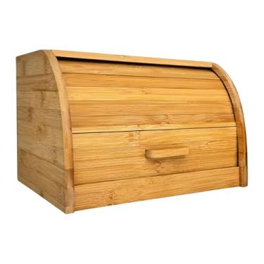 Imagem de Porta Pão Retrátil de Bambu, 17,5 x 19,5 x 27 cm, Retangular com Tampa