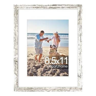 Imagem de decorUhome Moldura de 21 x 28 cm, exiba imagens 15 x 20 com tapete ou 21 x 28 sem tapete, moldura de certificado de exibição de parede e mesa, branco envelhecido, 1 pacote