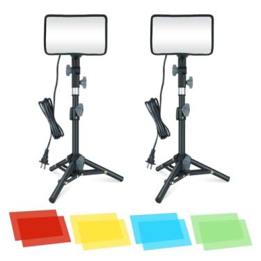 Imagem de LINCO 2 Pacotes De Luz De Vídeo Led Com Suporte De Tripé Ajustável/Filtros De Cor, Kit De Iluminação De Estúdio Para Filmagem Em Tablet, Coleção De Retratos Para Criação De Vídeos Fotográficos No Yo