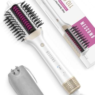 Imagem de MESCOMB Escova Secadora Iônica 4 Em 1 - Escova Secadora De Alta Velocidade Com Dois Modos E Pente Aquecido, Chapinha De Ar Quente Com Aquecimento Rápido Para Escovas Suaves E Sem Frizz, Estilo Fácil