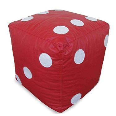 Imagem de Puff Infantil Dado Grande em Couro Sintético - Vermelho com Bolas Brancas - Phoenix Puff
