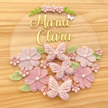 Imagem de Porta Maternidade Jardim Acrílico e Espelho