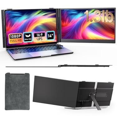 Imagem de BOSII Extensor de tela portátil para laptop – tela ultrafina de 35.6 cm FHD Dual Extended Monitor para viagens de trabalho para laptops de 14 a 17 polegadas compatíveis com Windows/Mac