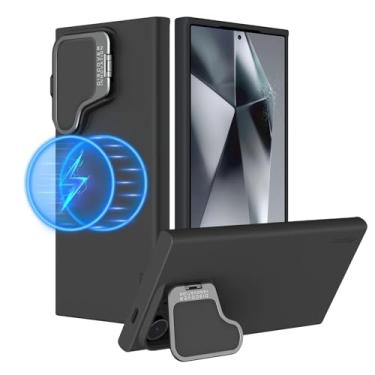 Imagem de Nillkin Suporte magnético e para câmera para Samsung Galaxy S24 Ultra, compatível com MagSafe, capa de silicone com capa de câmera atualizada, suporte embutido para Galaxy S24 Ultra de 6,8 polegadas,