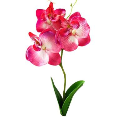Imagem de Orquídea 28 cm Orquídeas de seda flores artificiais fácil de cuidar orquídea falsa toque real resistente ao desbotamento Phalaenopsis sintética adequada para decoração de escritório em casa vaso