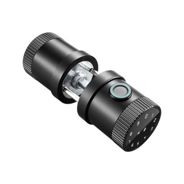 Imagem de Swokely Fechadura de porta inteligente, entrada sem chave 5 em 1 com impressão digital, cartão IC e aplicativo, serve para portas de espessura de 35-65 mm, para casa, apartamento, aluguel (preto)