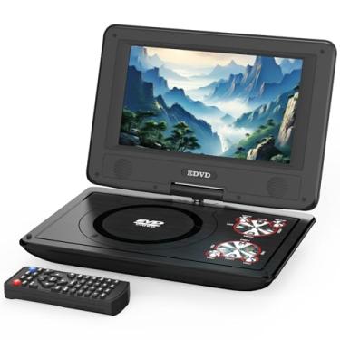 Imagem de Leitor de DVD portátil de 29 cm com tela giratória de 24 cm, bateria recarregável de 5 horas, leitor de DVD de carro para crianças, suporta CD/DVD/cartão SD/USB, sem regiões, alto-falantes duplos