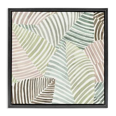 Imagem de Stupell Industries Arte de parede em tela flutuante emoldurada preta com ilusão de folhagem listrada por Errico & Slyp, 18 x 18