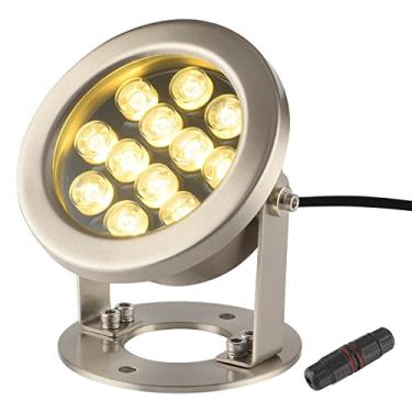 Imagem de JSN&PC Luzes LED subaquáticas 24W luz branca quente para lagoa para festa, piscina, casa, jardim, fonte, água, rochedo, grama, terra