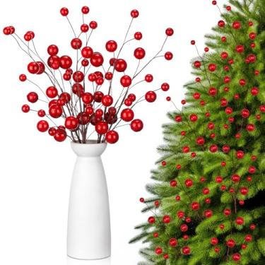 Imagem de Civaner 6 palhetas de árvore de Natal de 50 cm, hastes artificiais grandes, galhos de bolas de neve, decoração de Natal para decoração de árvore de Natal, artesanato de férias, artigos de mesa de casa