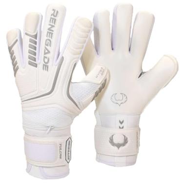 Imagem de Renegade GK Luvas de goleiro Vulcan Whiteout com proteção de dedo | 3,5 + 3 mm Hyper Grip e Duratek de 4 mm | Luvas de goleiro de futebol brancas (tamanho 11, adulto, corte de rolo, nível 3)