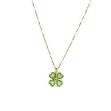 Imagem de VIYPDRST Colar de Dia de São Patrício para mulheres, colar de trevo verde dourado com trevo verde da sorte, colar gota de trevo de São Patrício, joia de boa sorte, one size, Metal, Sem Pedra Preciosa