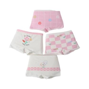 Imagem de Conjunto De 4 Peças De Roupa Íntima Infantil De Algodão Puro Com Estam