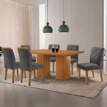 Imagem de Mesa de Jantar Eloise 180cm Tampo MDF Laminado Canto Copo com 6 Cadeiras Melissa