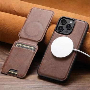 Imagem de YOGISU Capa protetora para iPhone 16 Pro Max, carteira magnética removível com porta-cartões (para iPhone 16 Pro Max/marrom)