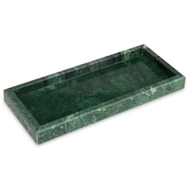 Imagem de HESHIBI Bandeja decorativa de mármore para banheiro, pequena bandeja decorativa de pedra natural de luxo, dispensador de sabonete, perfume, cozinha, vaso sanitário, bandeja de pia para garrafas de