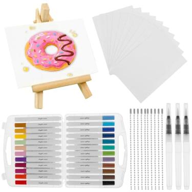 Imagem de Tcwhniev Tinta mágica inchada com corrente de contas de marcador, kit DIY de papel de pintura fofa 3D para fazer cartazes de decoração de férias (branco, estilo 1)
