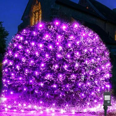 Imagem de WBao Luzes de Halloween ao ar livre 360LED 3,5 m x 2,1 m luzes de rede de Halloween com 8 modos, temporizador, conectável, impermeável e fio verde escuro para gramado, arbustos, arbustos, decorações