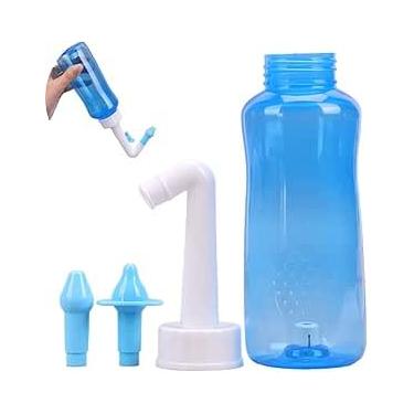 Imagem de GARRAFA DE LAVAGEM NASAL IRRIGADOR NASAL 300 ML 2 BICOS PARA SINUSITE RINITE IRRITAÇÃO NASAL ADULTOS E CRIANÇAS