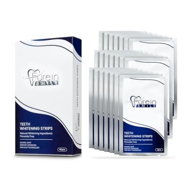 Imagem de Tiras de clareamento dental, tiras de clareamento sabor menta com fórmula livre de peróxido - cuidados dentários suaves e hálito fresco - pacote com 42 (tratamentos de 21 dias)