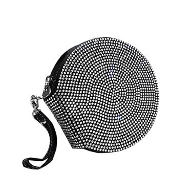 Imagem de MINGZAIQIPEI Suporte de CD de strass de cristal para carro, bolsa de armazenamento portátil de DVD/VCD, acessório de carro brilhante feminino (prata)