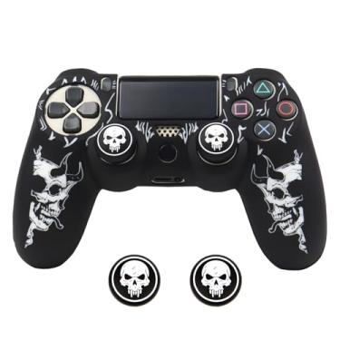 Imagem de RALAN Capa de controle com design de cabeça de caveira com 2 alças de polegar compatível com PS4/Playstation 4 Slim/Pro Controller