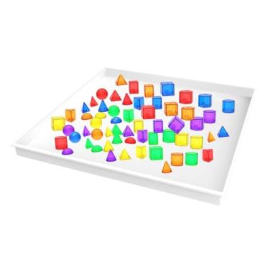 Imagem de menolana 60x Blocos de construção de sólidos geométricos de 60x Classificação de brinquedos educacionais precoces Bandeja sensorial colorida 3D para crianças