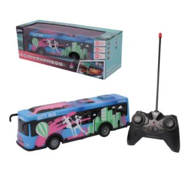 Imagem de Brinquedo Infantil Ônibus de Controle Remoto AZUL com Luz e Som Zippy 