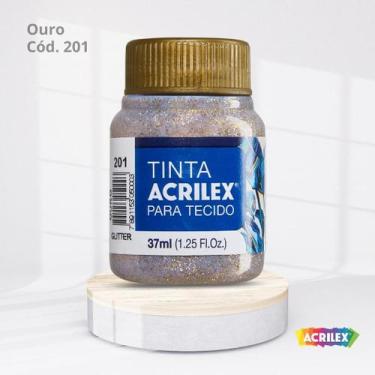 Imagem de Tinta acrilex para tecido glitter com 37ml ouro