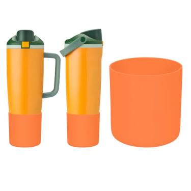 Imagem de ZXFYE Bota superior compatível com Owala 850 g 1,134 g FreeSip Sway garrafa de água e copo, antiarranhões e antiderrapante, grande capa protetora de silicone para Owalaa Sway