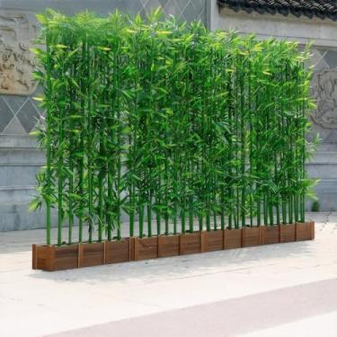 Imagem de Pacote com 16 mastro de bambu sintético de 1,5 m com base – planta artificial impermeável com folhas de seda para uso interno/externo, pátio, jardim, escritório e comercial