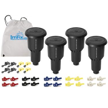 Imagem de IrriFix RainBird Maxi-Paw SAM Seal-A-Matic Impacto Rotor Sprinklers 2045ASAM | Pacote com 4 em um saco | Círculo completo/peça | Inclui 7 bocais diferentes para cada cabeça