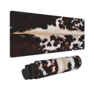 Imagem de Mouse pad para jogos, base de borracha antiderrapante grande, tapete de mouse com teclado, tapete de mesa com bordas costuradas, 80 x 30 cm, couro bovino marrom