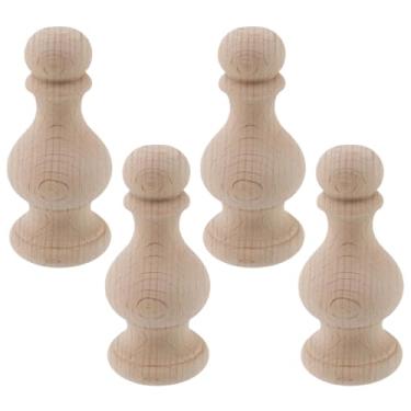 Imagem de Oedema 4 peças de acabamentos de madeira inacabados para artesanato de 9,5 x 3,5 cm de acabamento de cavilha para poste de cortina vintage para decoração de casa