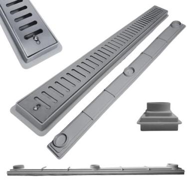 Imagem de Ralo Raso Ideal para Laje e Apartamento Inox Abre Fecha 70cm col Cinza