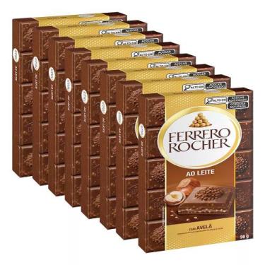 Imagem de Kit 8 Chocolate Ao Leite Com Avelã Ferrero Rocher 90g Cada