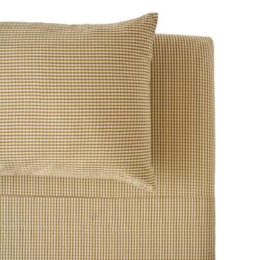 Imagem de PEHR Jogo de cama infantil Gingham Dijon (casal) | 100% algodão orgânico e extramacio | Tecido lavado com pedra | Lençol com elástico | Inclui lençol de cima e fronha | Sacola reutilizável