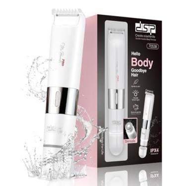 Imagem de Aparador de cabelo de biquíni 2 em 1, aparador de biquíni de cabeça dupla para mulheres, barbeadores femininos para pelos pubianos, barbeadores femininos para todo o corpo, à prova d'água, luz