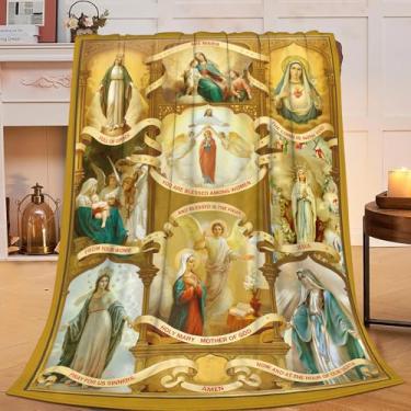 Imagem de Cobertor Cristão Escritura Inspiradora Religiosa Espiritual Virgem Maria Oração Fé Manta Presentes Católicos para Adultos Mulheres Homens Macio Aconchegante Pelúcia Fofo Fuzzy Cobertor de Lã Decoração